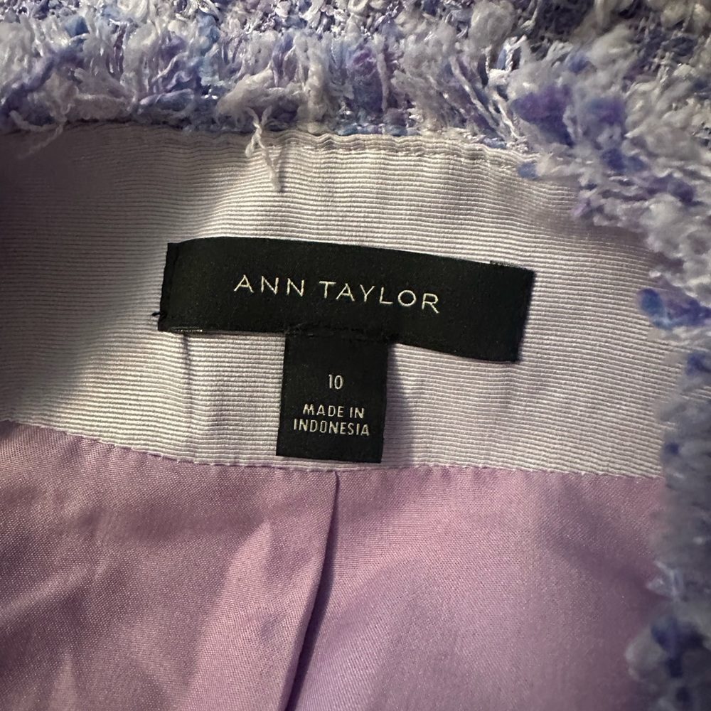 Ann Taylor Lilac Tweed Fringe Blazer Coat Size 10 - Picture 5 of 6
